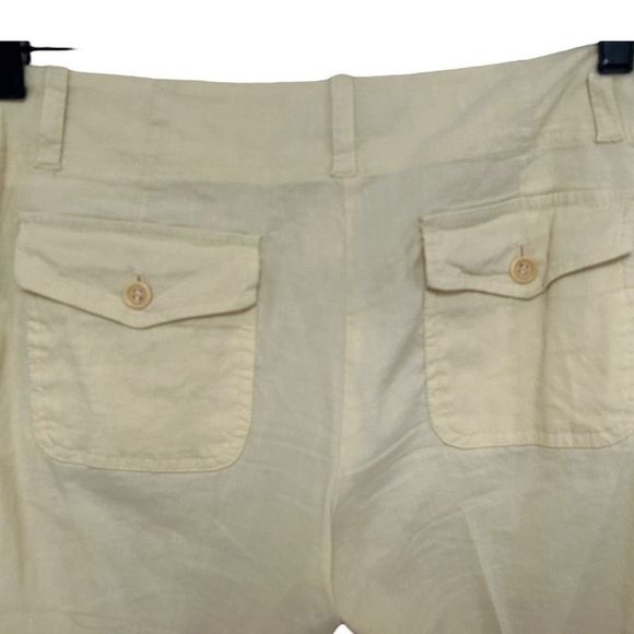 Theory Women's Cream Cotton Top And Linen Blend Pants Set Size Medium 6 - Picture 7 of 16